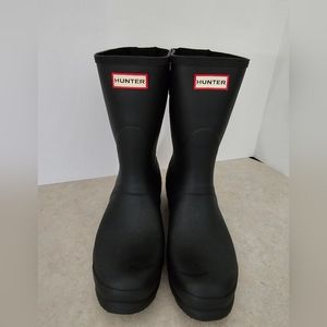 HUNTER WOMENS SHORT RAIN BOOTS BLACK SZ 10